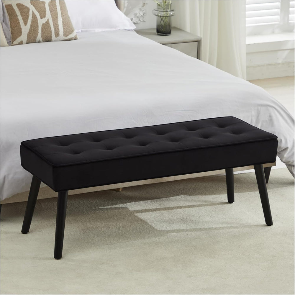 LOULENS 44'' Velvet Entryway Bench, Modern Upholstered Buttons Tufted...