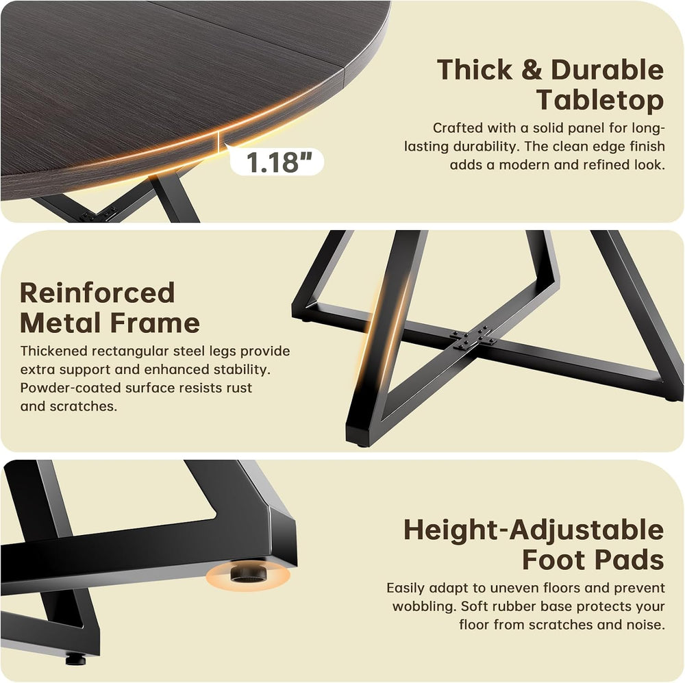Concho 55" Round Dining Room Table for 6-8,Circle Kitchen Dining Dinner ...