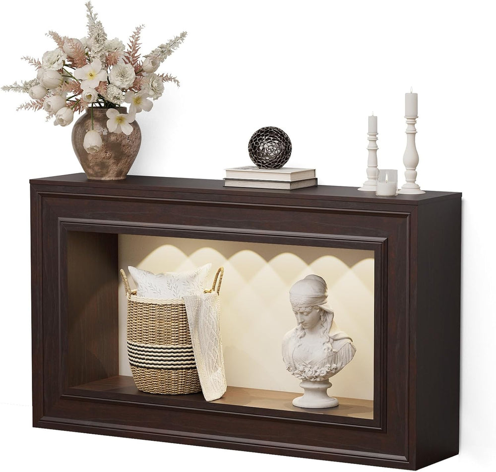 Rresyet 55" Narrow Entryway Console Table with LED Lights & Storage,...