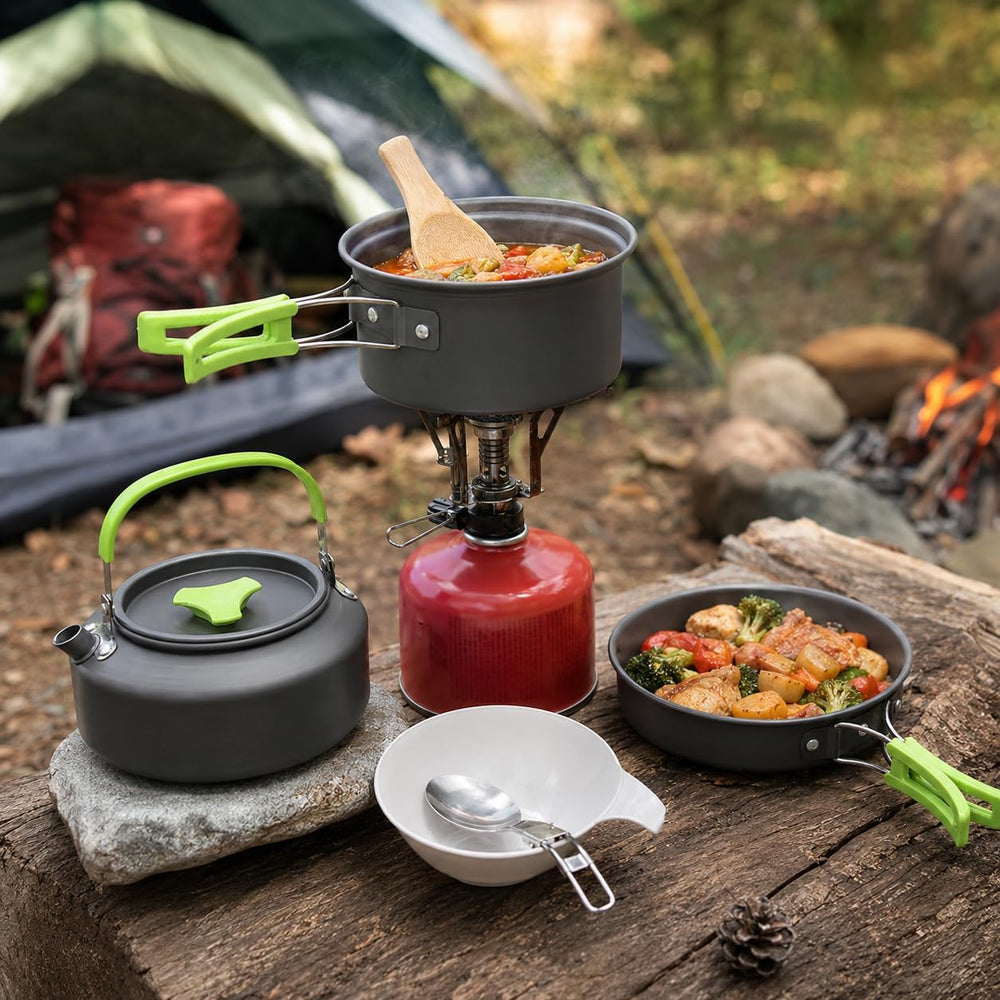 MalloMe Camping Cookware Mess Kit for Backpacking Gear – Camping Cooking Set ...