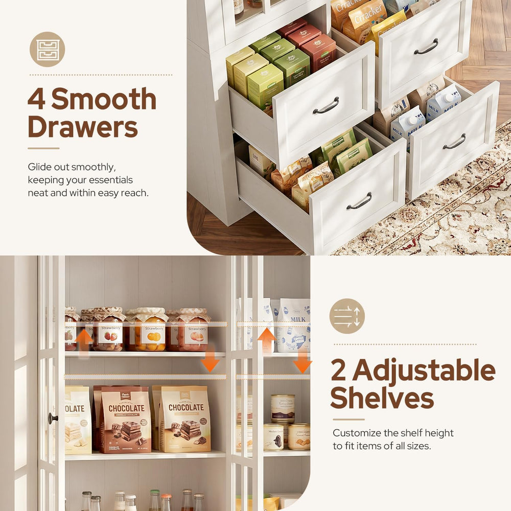 80" Modular Kitchen Pantry Cabinet, 2-in-1 Freestanding Tall Pantry Cabi...