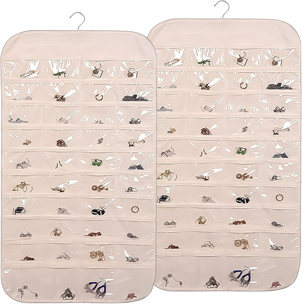 2PCS Hanging Jewelry Organizer Double Sided Necklace Storage Holder with 80 C...