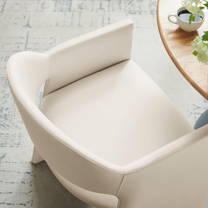 Modway Talia Performance Velvet Dining Armchair in Alabaster - Modern Curved ...