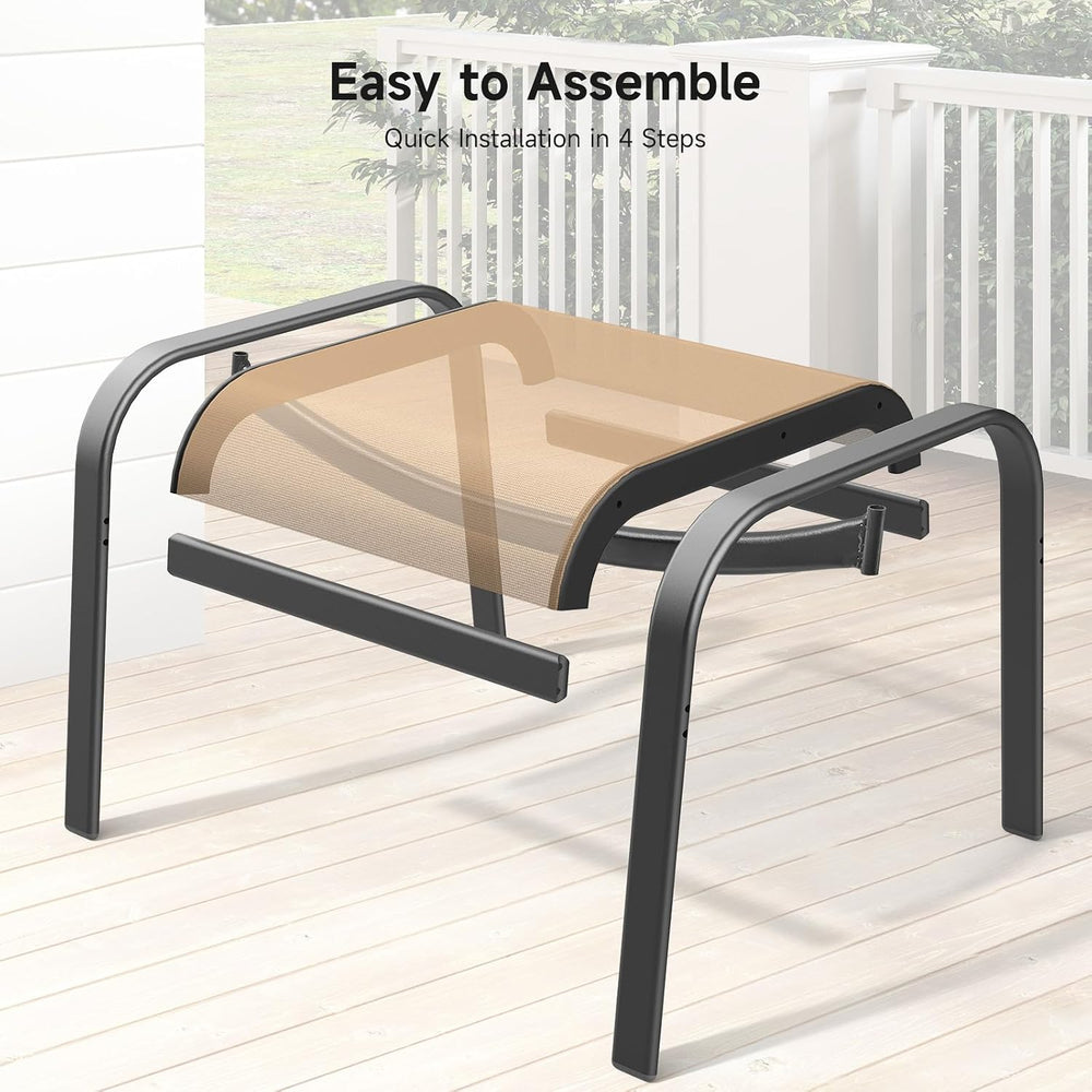 ONBRILL Outdoor Ottoman Set of 2, Oversized Outdoor Foot Rest, Beige | Stacka...