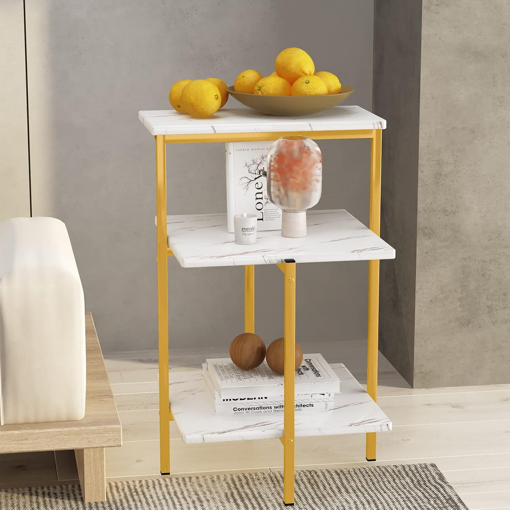 Lamerge Marble Coffee Table Set - 3 Piece Living Room Table Set with Metal Fr...