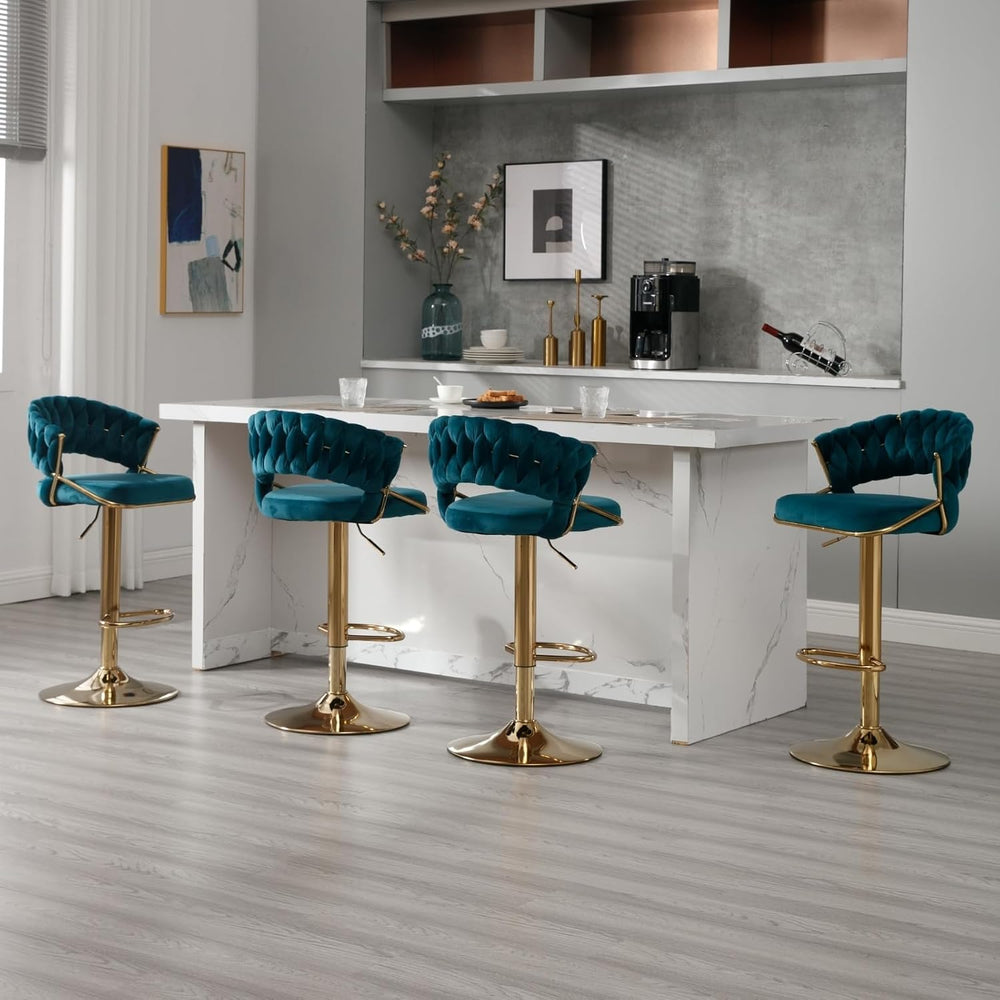 DUOMAY Woven Swivel Bar Stools Set of 4 - Modern Height Adjustable Bar Stools...