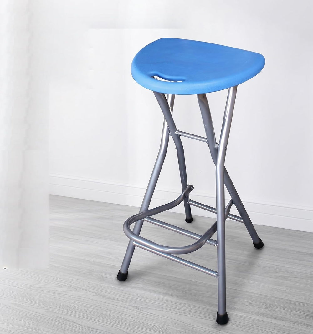 Blue Adult Folding Stool, with Handle and Foldable bar Stool, 28 inches in Si...