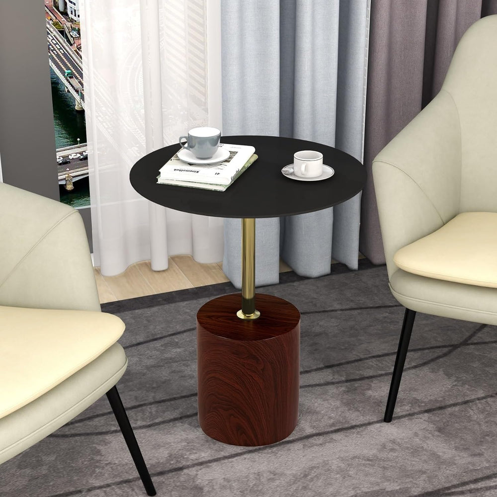 LeisureMod Round Side Table with Modern Stainless Steel Pedestal Base, Chic A...