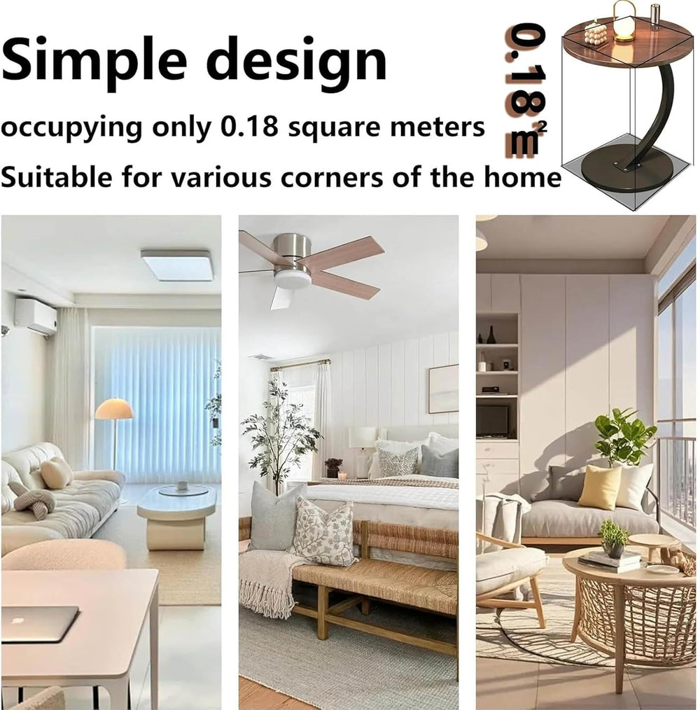 C Shaped End Table for Couchs, Couch Tables That Slide Under, Couch Side Tabl...