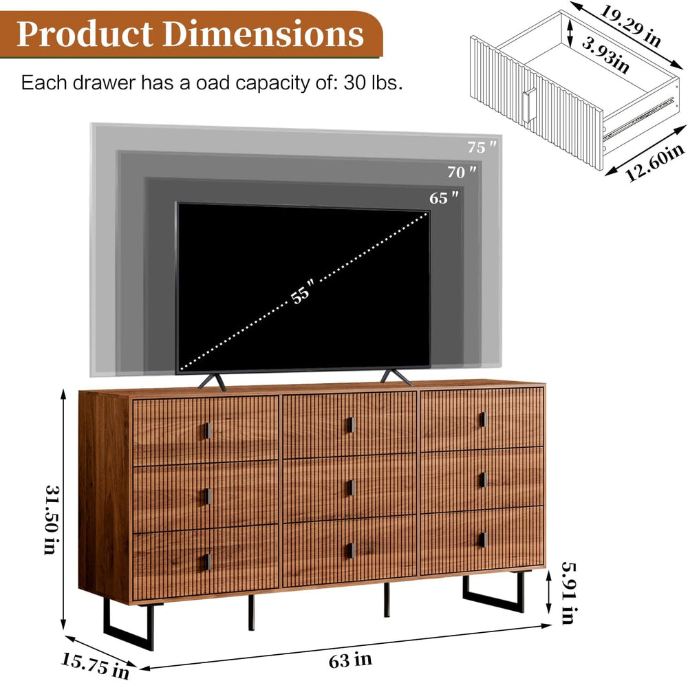 Chrangmay Modern Chest of Drawers with 9 Drawers,Deep Drawers,Clothes Organiz...