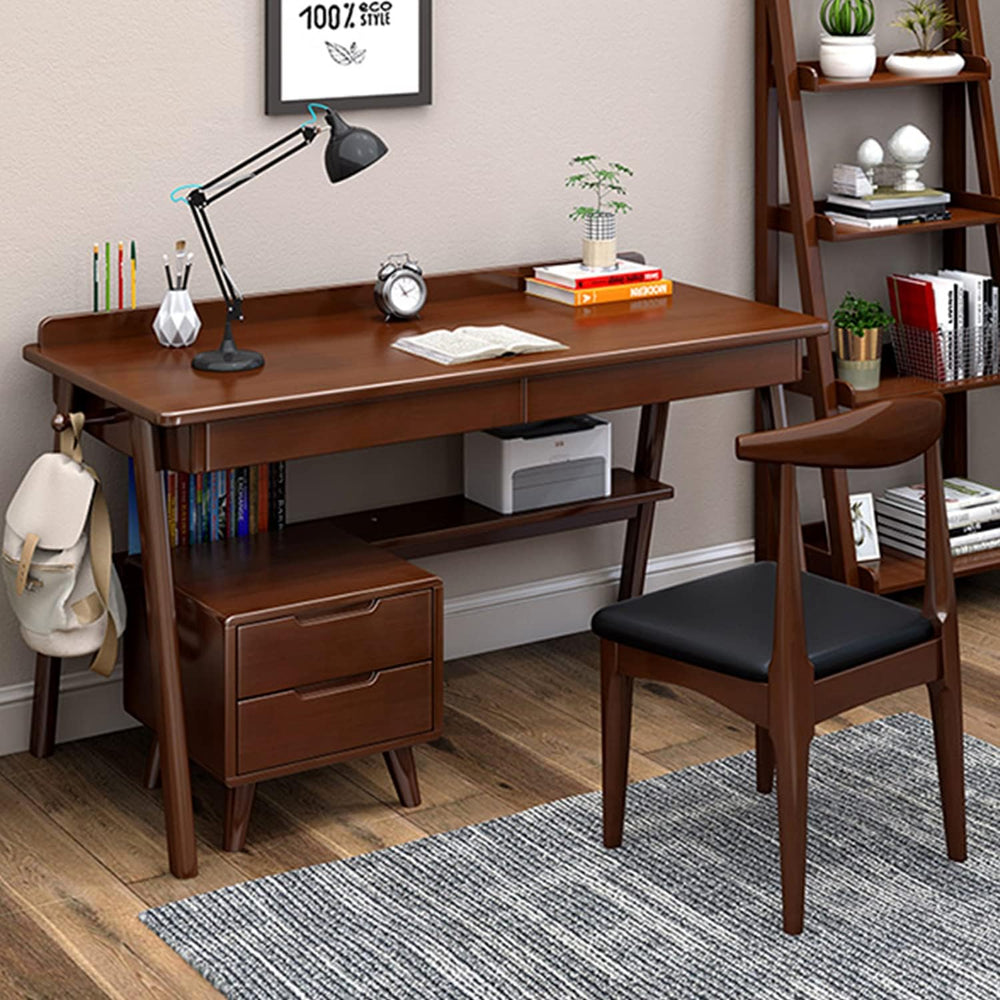 Ytaoka Solid Wood Writing Desk, 47" Mid-Century Modern Walnut Desk, Home...