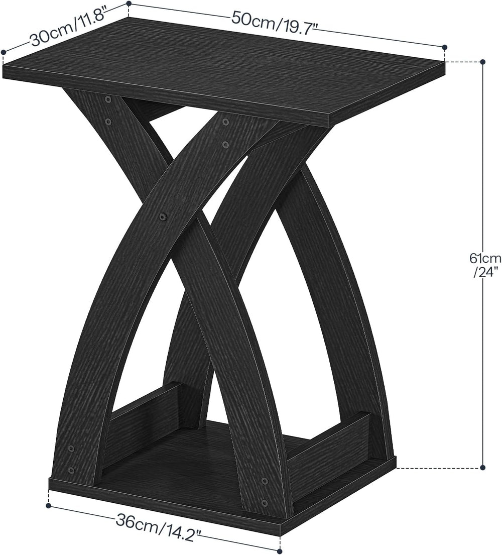 HOOBRO End Table Living Room, Narrow Side Table for Small Spaces, Black 3 Tie...
