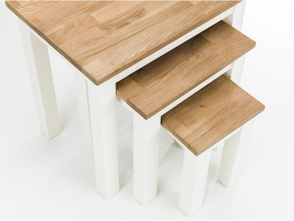 Julian Bowen Coxmoor Nest of 3 Tables, White & Oak