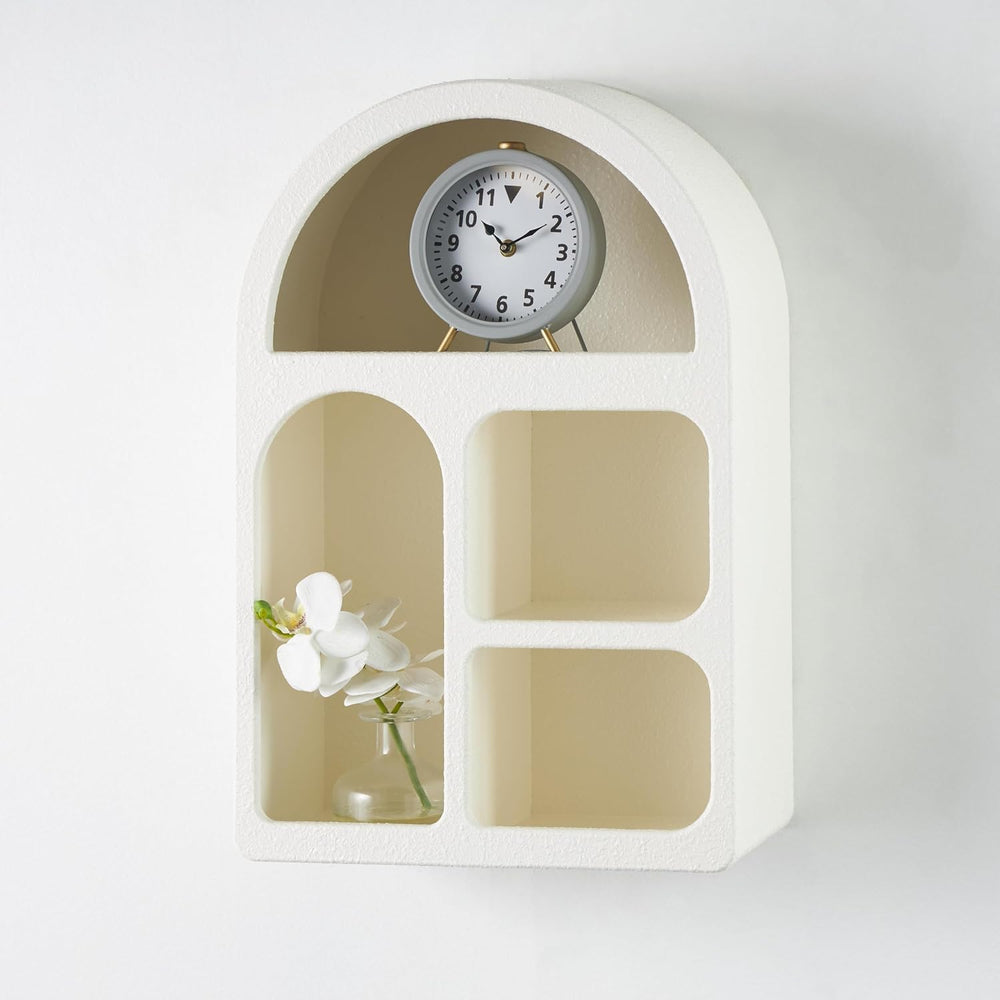 Deco 79 Wooden Geometric Wall Shelf, Shelf 16" x 8" x 24", Cream
