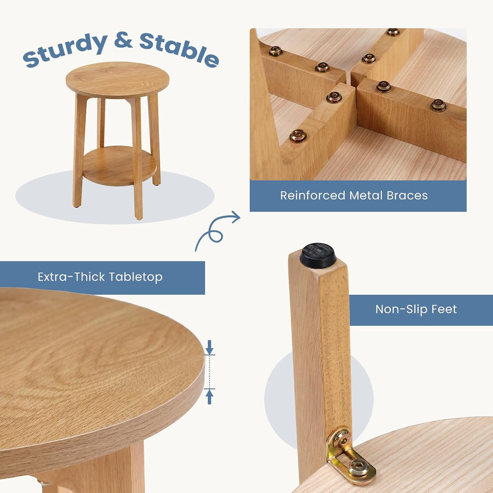 DUMOS Small Round End Tables Set of 2 for Living Room, Small Spaces