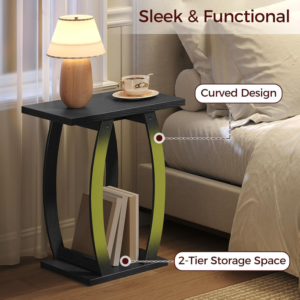 MAHANCRIS End Tables Living Room Set of 2, Side Table Beside Sofa, Black