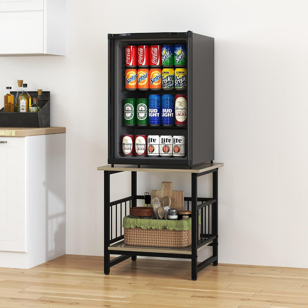 EazeHome 18" Square End Table with Storage Shelf, 2 Tier Rustic Side Tab...