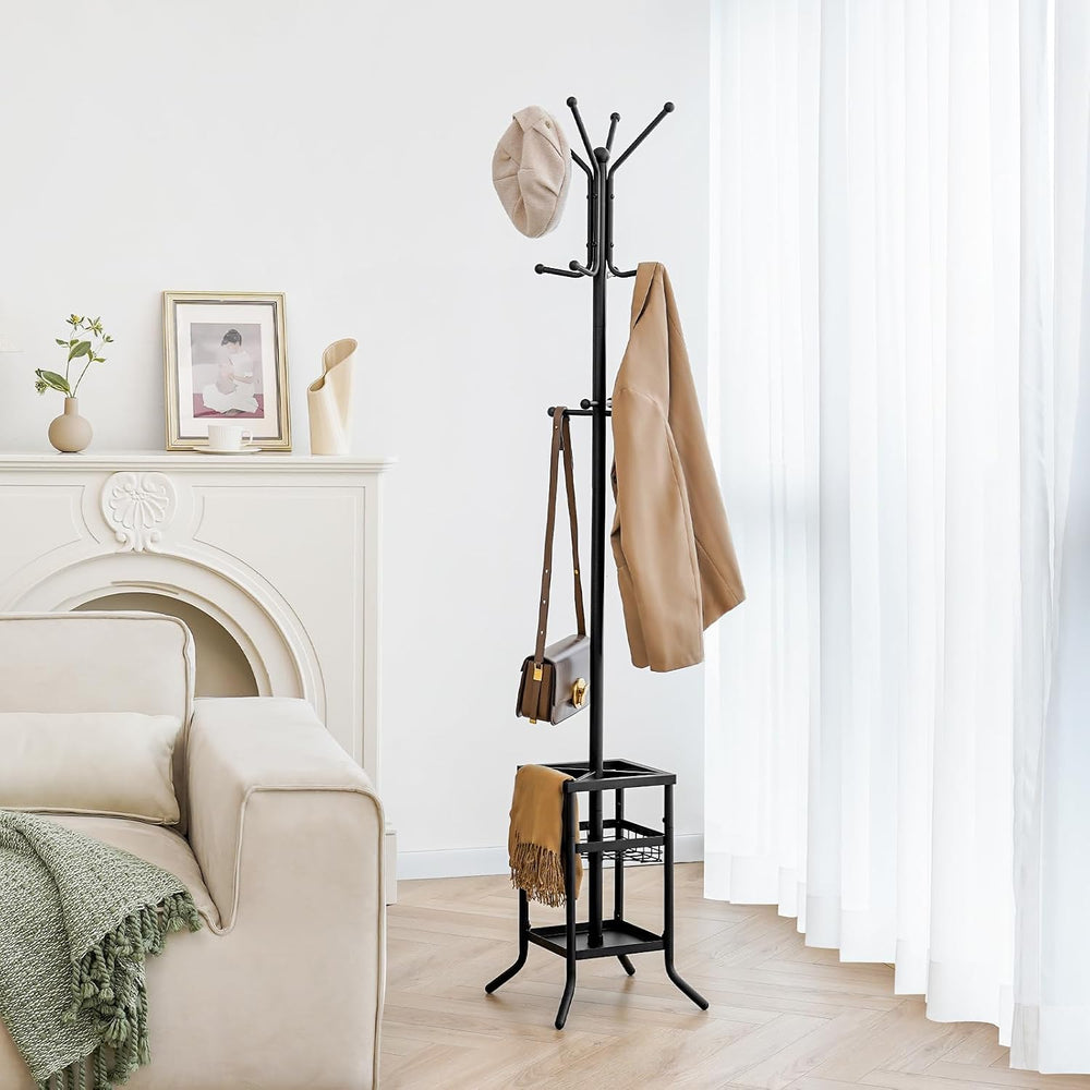 Yoobure Coat Rack Freestanding - Coat Tree with Umbrella Holder, Metal Coat R...