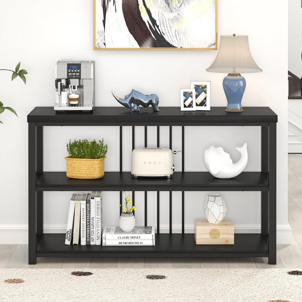 FOLUBAN Entryway Table, Modern Sofa Console Table with 3 Tier Storage Shelf f...