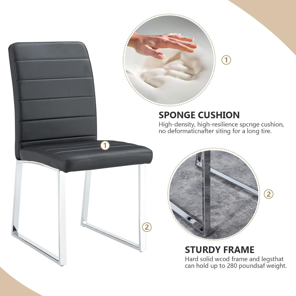 Modern Leather Dining Chairs, Set of 6 | Upholstered Padded Seats with Sturdy...