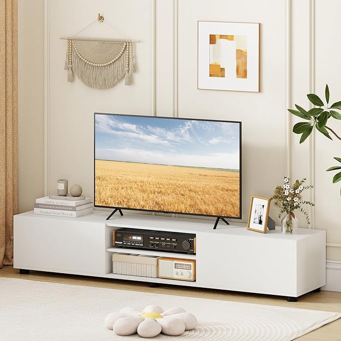 Tangkula Modern TV Stand for up to 70” TVs, 63”L Minimalist Entertainment Cen...