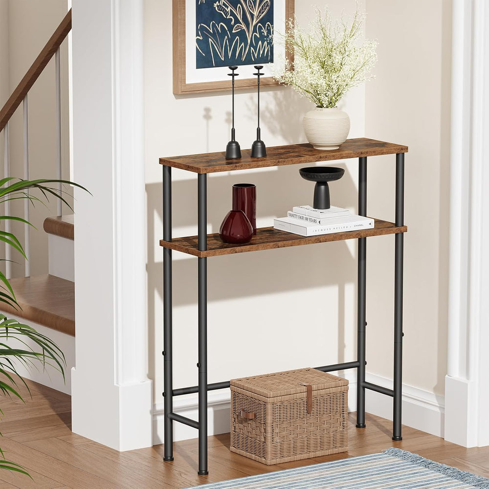 Asgolion Narrow Console Table, 23.6" Small Entryway Table, 2-Tier Sofa T...
