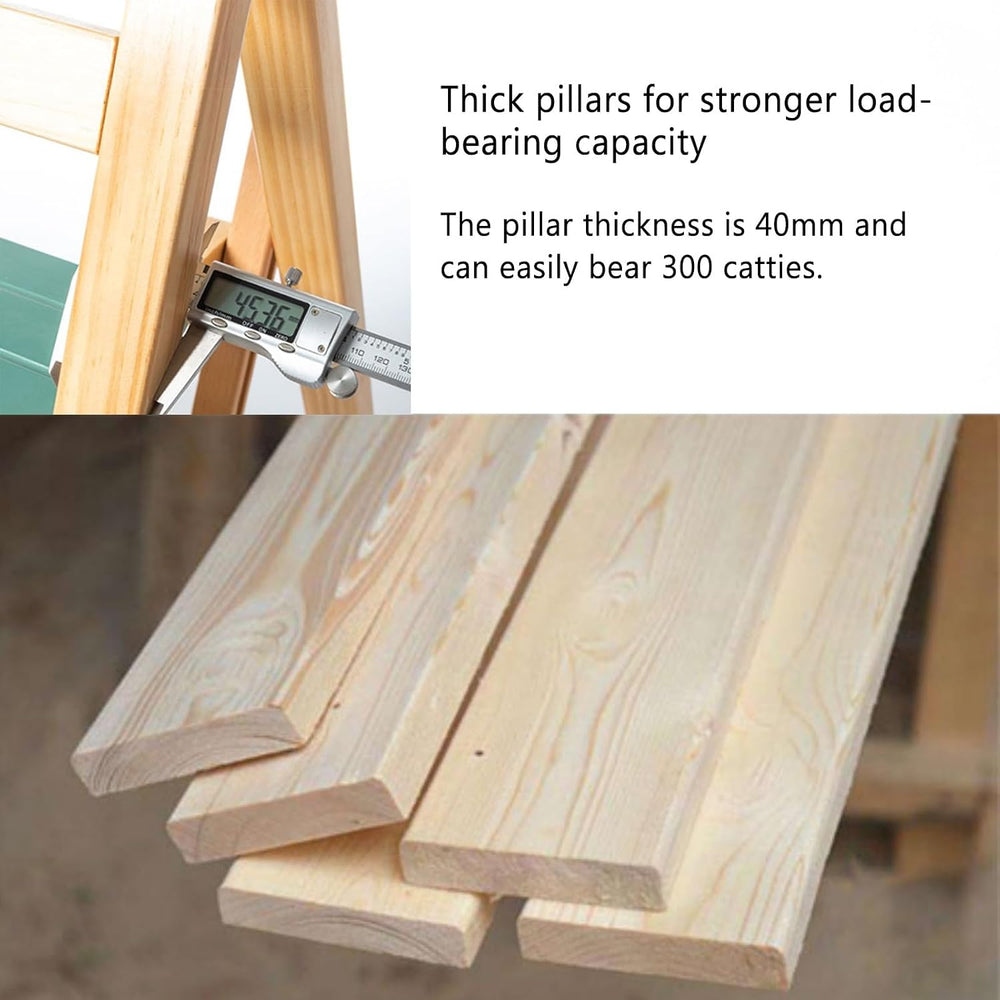 Height Foldable Stool Tall Stool,Solid wood Folding Bar Stool 3 Step Indoor L...
