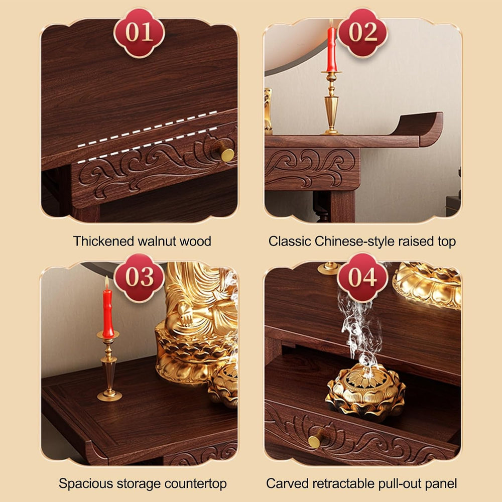 Buddhist Prayer Altar, Wall Hanging Offering Table for Home Decor and Spiritu...