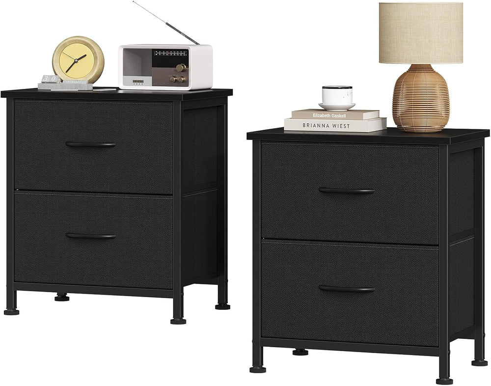 Sweetcrispy Nightstands Set of 2 with 2 Storage Drawer, Small Bedside Table