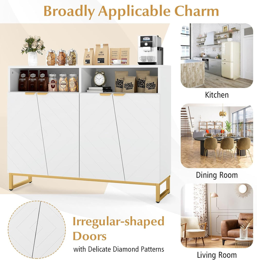 Giantex Buffet Cabinet with Storage, 40" Large Kitchen Sideboard with 4 ...