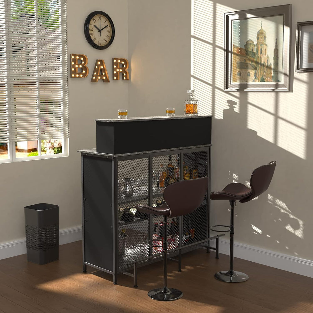 GDLF Liquor Cabinet, 47.2" W Mini Bar for Home with Wine Rack& Storage