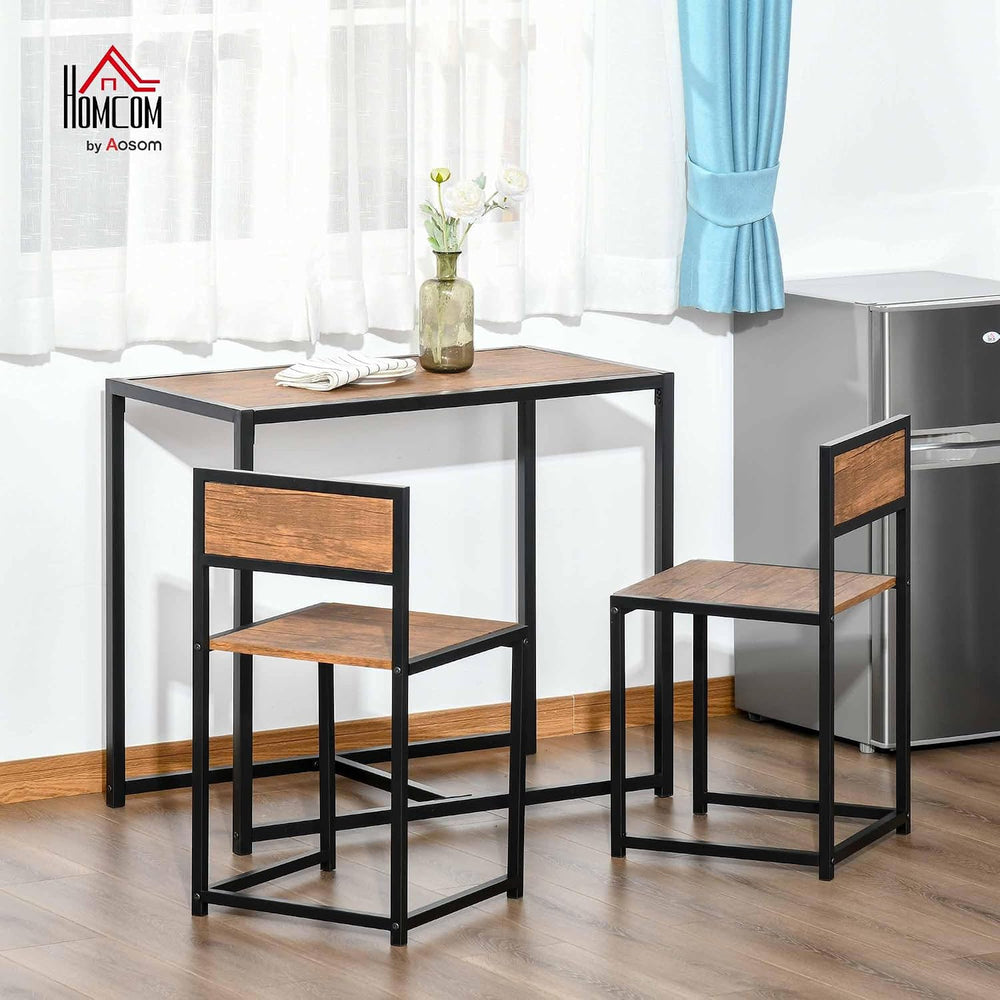 HOMCOM Small Dining Table Set for 2 Compact for Small Spaces, Rustic Brown