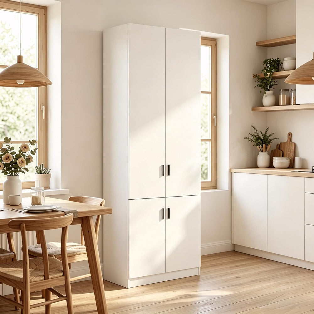 AGOTENI 94.5”H Tall Kitchen Pantry Cabinet with 4 Doors & 4 Shelves, Mode...
