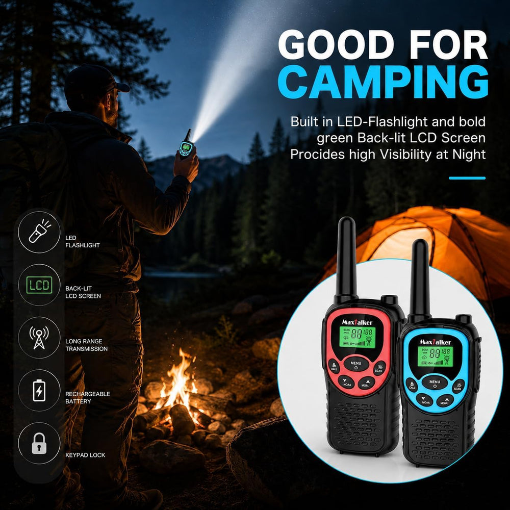 Walkie Talkies Long Range for Adults, Rechargeable FRS 2 Way Radios 2 Pack
