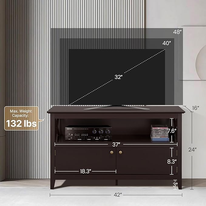 Yaheetech Wooden TV Stand for TVs Up to 48 inch, Media Entertainment Center T...
