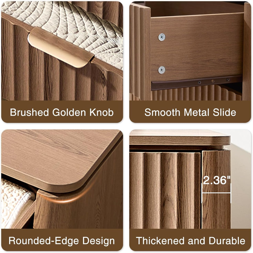 Fluted 6 Drawers Dresser for Bedroom-47.3" Wide Wooden Chest of Drawers ...