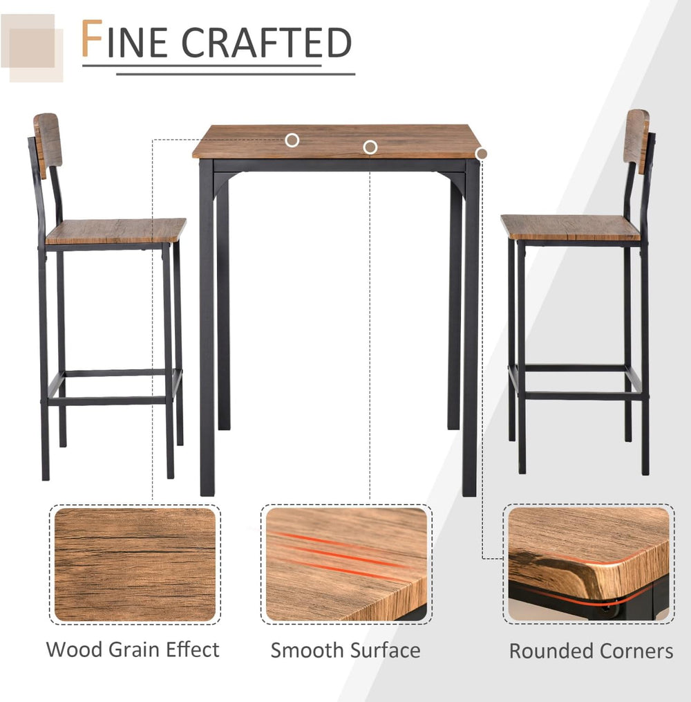 3 Piece Table Set with Steel Legs and Footrests