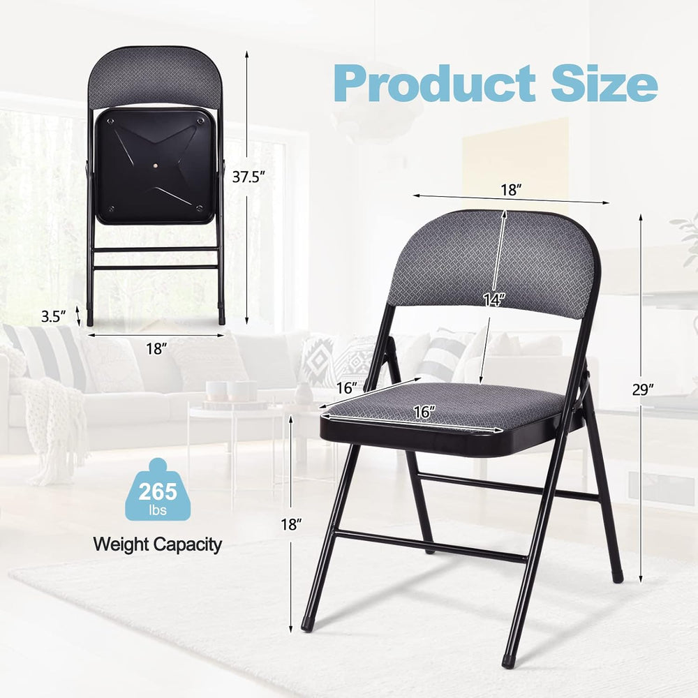 GOFLAME 6 Pack Folding Chairs, Fabric Dining Chair Set with Padded Seat &...