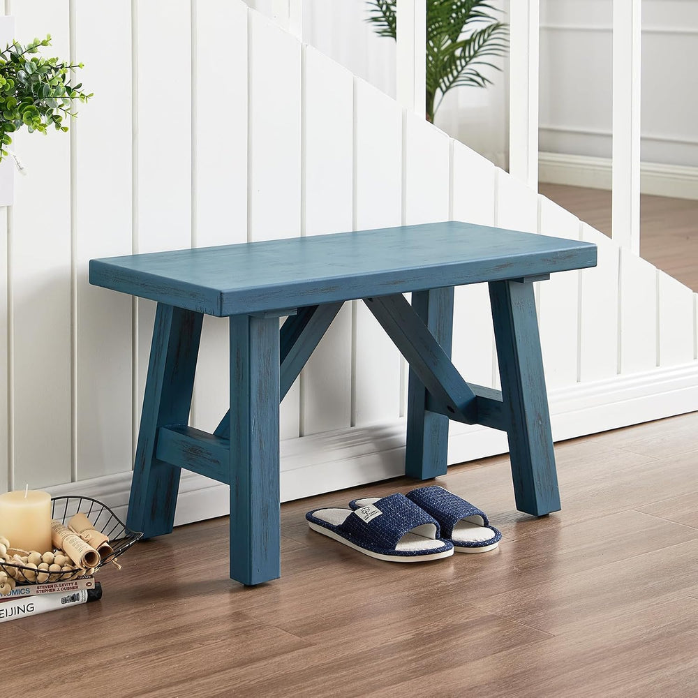 30" Farmhouse Entryway Bench, Rustic Solid Wood Dining Room Bench Small ...
