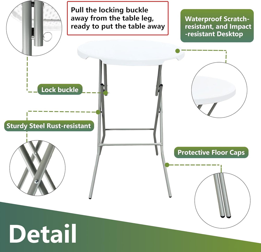 28in Cocktail Table, no Assembly Required, High Top Folding Table | Foldable ...