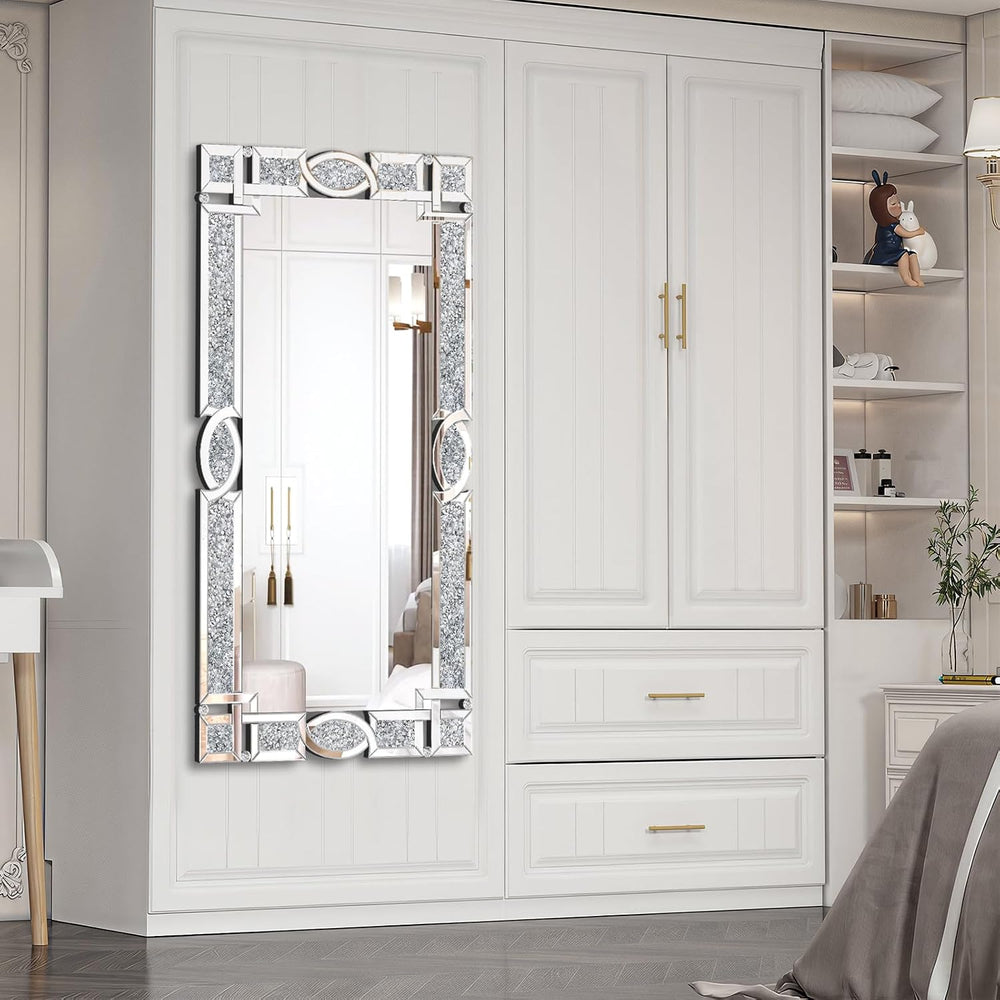Crushed Diamond Mirrors for Wall Decor, 48''x24'' Rectangle S...