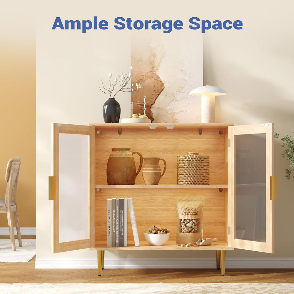 Housoul Buffet Cabinet with LED Lights, Sideboard Cabinet with 2 Doors Acryli...