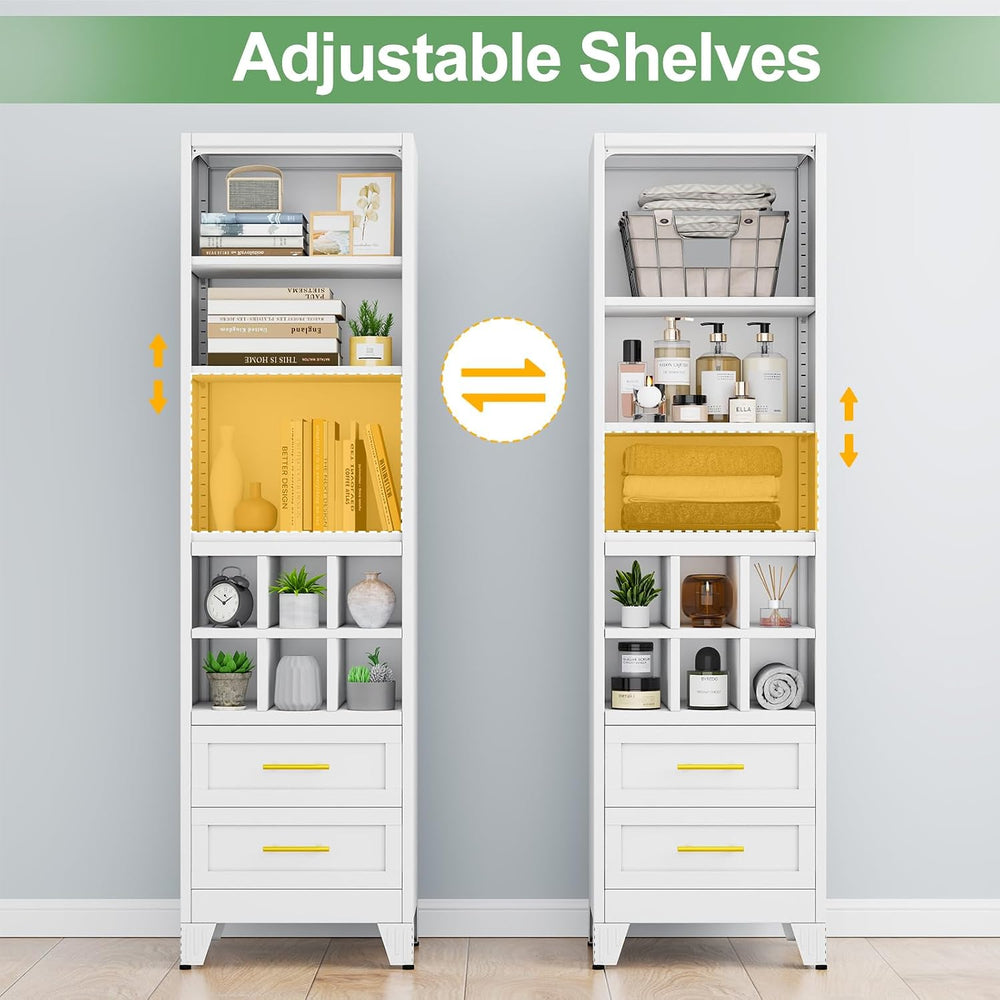 Ckzbx Tall Narrow Storage Cabinet, 66.93" H Tall Bathroom Cabinet Metal ...