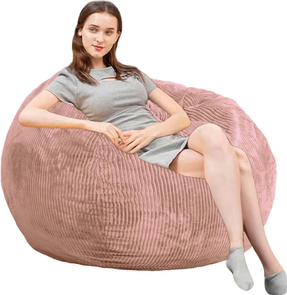 Bean Bag Chairs with Faux Rabbit Fur Cover, 4 ft Giant Memory Foam Bean Bag C...