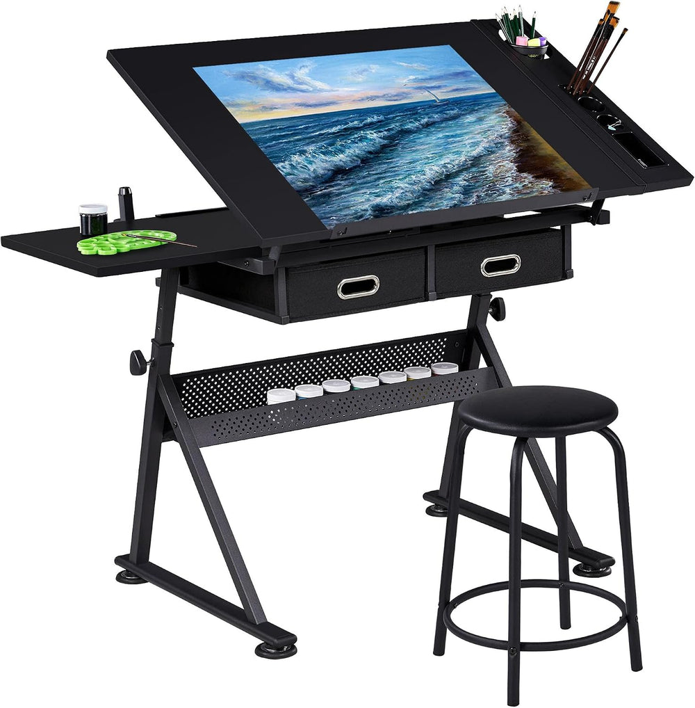 Yaheetech Art Craft Table Drawing Table Height Adjustable Drafting Desk Work ...