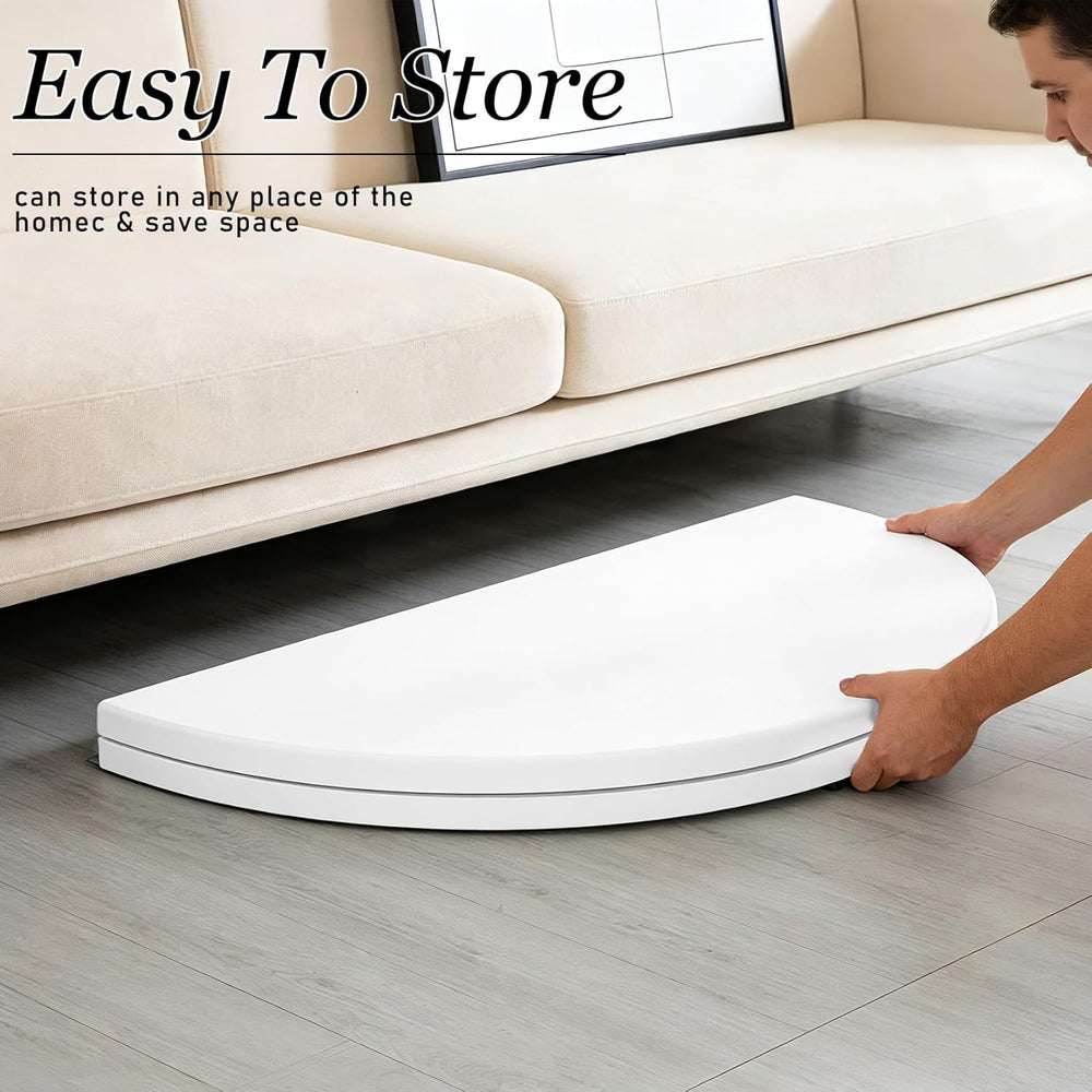 HAISIWLKJ 5FT Round Folding Table White Fold-in-Half with Carrying Handle Por...