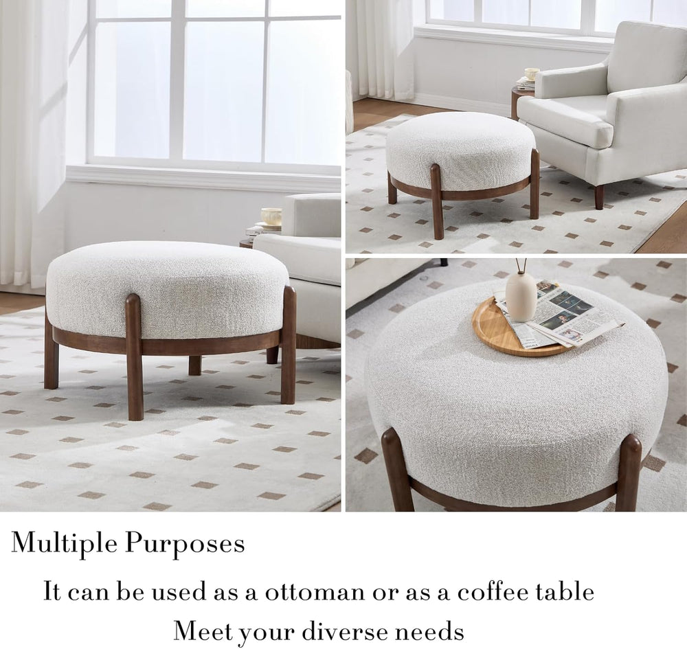 Ya-Home Modern Ottoman, Soft Sherpa Fabric Footrest Bench with Solid Wooden L...
