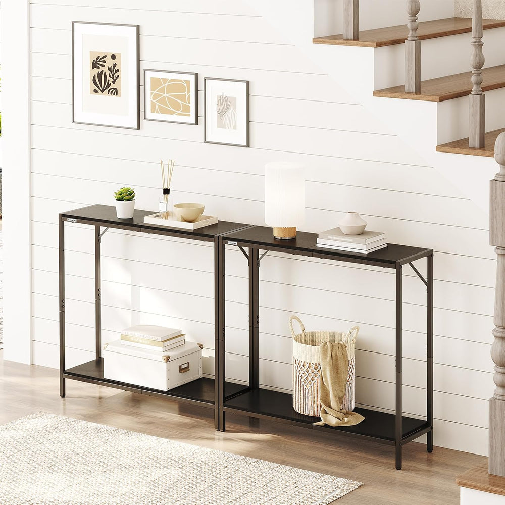 MAHANCRIS 30" Narrow Console Table, 2-Tier Small Entryway Table with She...
