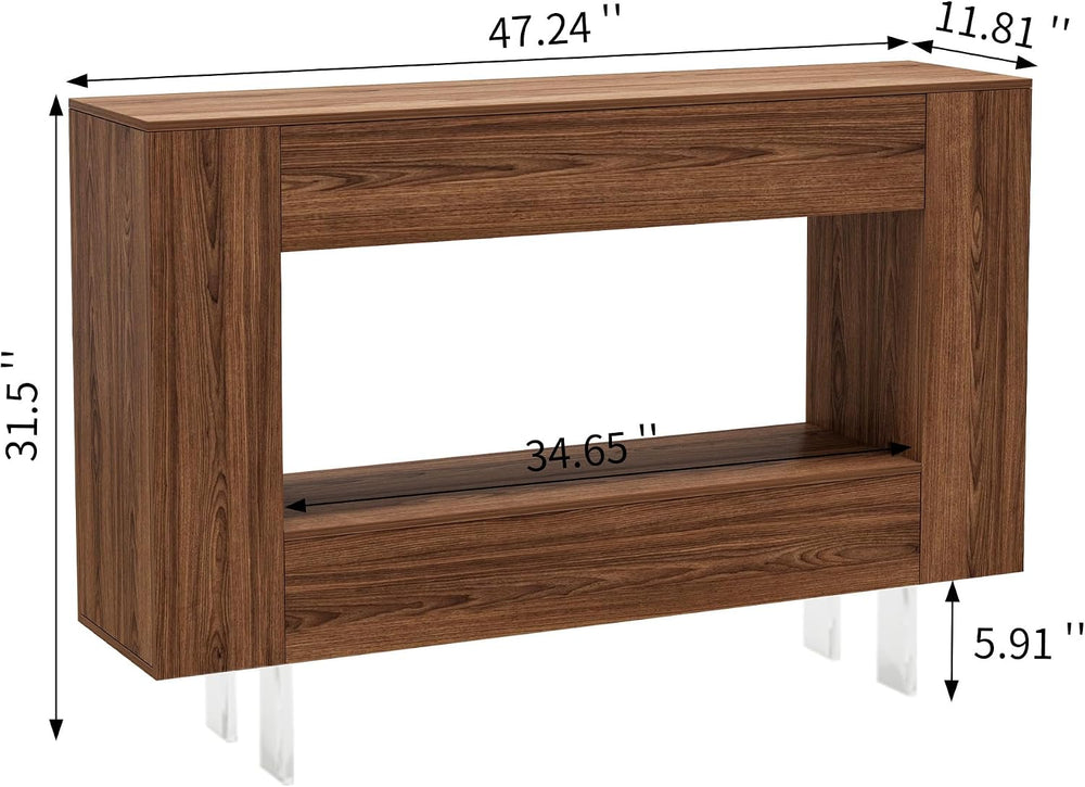 Entryway Table Console Table with Push-Open Doors, Woodgrain, Brown | Wood gr...
