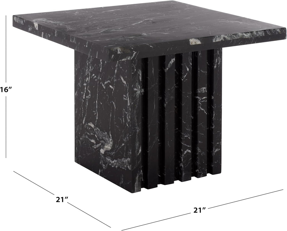 SAFAVIEH Couture Collection – Olivia Black Square Travertine Accent Table, Sc...